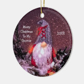 Schattigee Merry Christmas Whimsical Gnome Holiday Keramisch Ornament (Links)