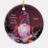 Schattigee Merry Christmas Whimsical Gnome Holiday Keramisch Ornament (Achterkant)