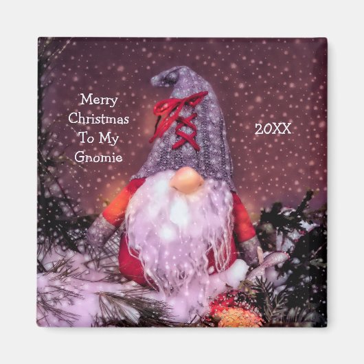 Schattigee Merry Christmas Whimsical Gnome Holiday Magneet (Voorkant)
