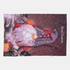 Schattigee Merry Christmas Whimsical Gnome Holiday Theedoek