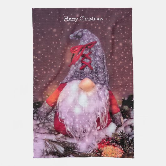 Schattigee Merry Christmas Whimsical Gnome Holiday Theedoek (Verticaal)