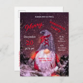Schattigee Merry Christmas Whimsical Gnome Holiday Uitnodiging Briefkaart (Voorkant / Achterkant)