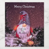 Schattigee Merry Christmas Whimsical Gnome Holiday Wijn Etiket (Enkel label)