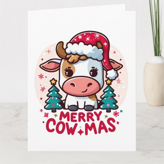 Schattigee "Merry Cowmas" Kerst Koe Kaart (Voorkant)