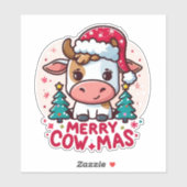 Schattigee "Merry Cowmas" Kerst Koe Sticker (Vel)