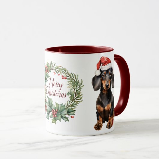 Schattigee Merry Dachshund Dog Christmas Mok (Voorkant rechts)