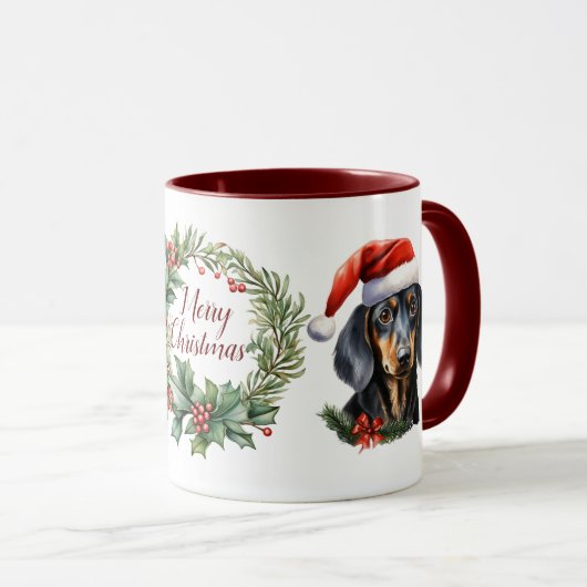 Schattigee Merry Dachshund Dog Christmas Mok (Voorkant rechts)