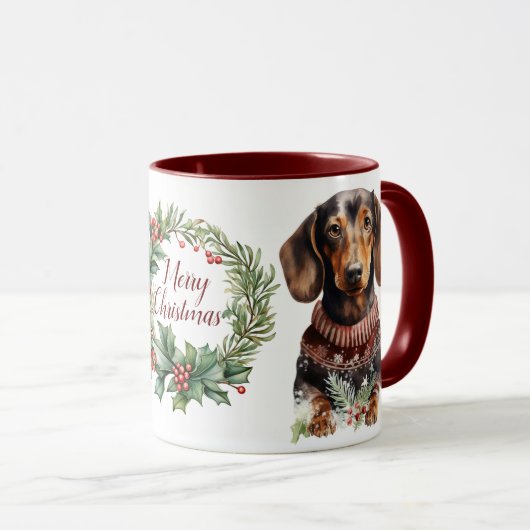 Schattigee Merry Dachshund Dog Christmas Mok (Voorkant rechts)