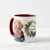 Schattigee Merry Golden Retriever Dog Christmas Mo Mok (Voorkant links)
