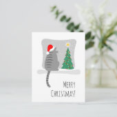 Schattigee Merry Meowy Kerstboom Kattensneeuw Feestdagenkaart (Staand voorkant)