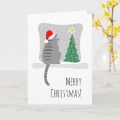Schattigee Merry Meowy Kerstboom Kattensneeuw Kaart (Gele Bloem)