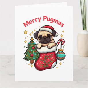 Schattigee "Merry Pugmas" Kerst Pug Kaart
