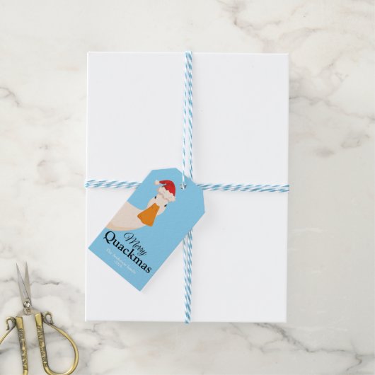 Schattigee Merry Quackmas Kerst grappig Eend Cadeaulabel (Met Touw)