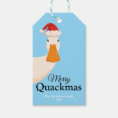 Schattigee Merry Quackmas Kerst grappig Eend Cadeaulabel (Voorkant)
