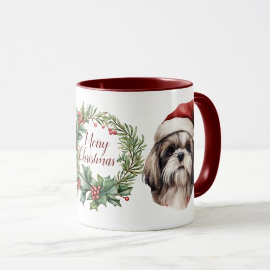 Schattigee Merry Shih tzu Dog Christmas Mok (Voorkant rechts)