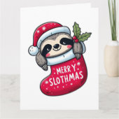 Schattigee "Merry Slothmas" Kerstluiaard Kaart (Voorkant)