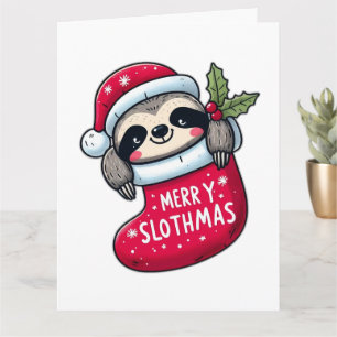 Schattigee "Merry Slothmas" Kerstluiaard Kaart