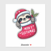 Schattigee "Merry Slothmas" Kerstluiaard Sticker (Vel)