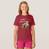 Schattigee Merry Woofmas Christmas Dog Kinder T-shirt (Voorkant volledig)