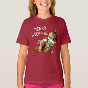 Schattigee Merry Woofmas Christmas Dog Kinder T-shirt