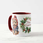 Schattigee Merry Yorkshire Terrier Dog Christmas M Mok (Voorkant links)