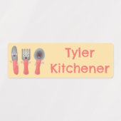 Schattigee messenvork lepel bestek cartoon geperso labels (Design 1)