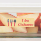 Schattigee messenvork lepel bestek cartoon geperso labels (Aangebracht)