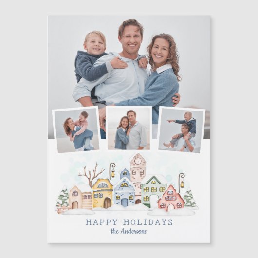 Schattigee met sneeuw bedekte kersthuisjes 4-foto (Voorkant)