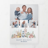 Schattigee met sneeuw bedekte kersthuisjes 4-foto drieluik kaart (Cover)