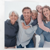 Schattigee met sneeuw bedekte kersthuisjes 4-foto drieluik kaart (Binnenzijde eerst)