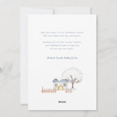 Schattigee met sneeuw bedekte kersthuisjes 4-foto feestdagenkaart (Achterkant)