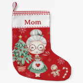 Schattigee mevrouw Claus Tree Gingerbread Man Red Kleine Kerstsok (Voorkant)