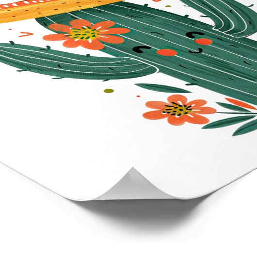 Schattigee Mexicaanse Cactus Happy Cinco de Mayo Poster (Hoek)