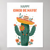 Schattigee Mexicaanse Cactus Happy Cinco de Mayo Poster (Voorkant)