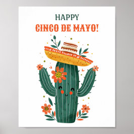 Schattigee Mexicaanse Cactus Happy Cinco de Mayo Poster