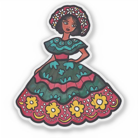 Schattigee Mexicaanse kledingstijl Sticker (Voorkant)