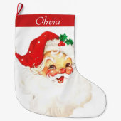 Schattigee Mid Century Santa gepersonaliseerd Grote Kerstsok (Voorkant)