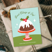 Schattigee Midcentury Plum Pudding Christmas Cake  Feestdagenkaart