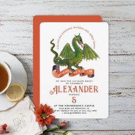 Schattigee Middeleeuwse Oranje Groene Draak Kinder Kaart