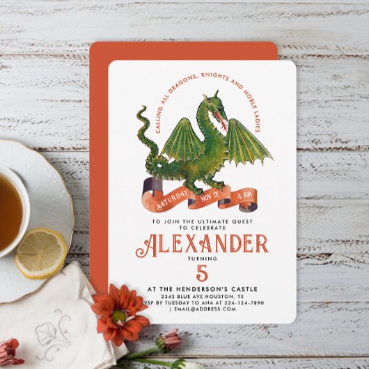 Schattigee Middeleeuwse Oranje Groene Draak Kinder Kaart