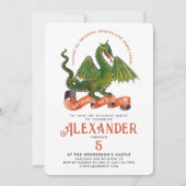 Schattigee Middeleeuwse Oranje Groene Draak Kinder Kaart (Voorkant)