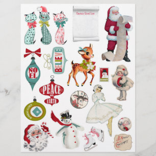 Schattigee Midden-Eeuw 1950's Kerst Illustraties