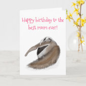 Schattigee miereneter 'beste moeder ooit' verjaard kaart (Gele Bloem)