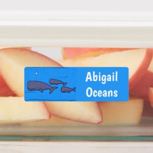 Schattigee migrerende cartoon walvissen gepersonal labels