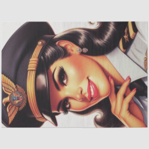 Schattigee militaire pilootpin-up tissuepapier