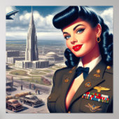 Schattigee militaire pin-up poster (Voorkant)