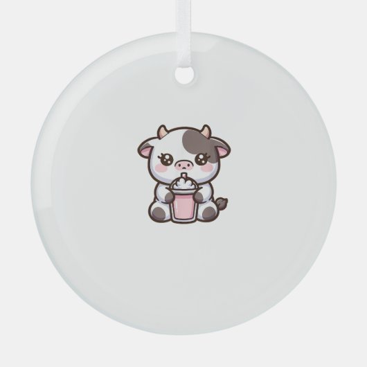Schattigee milkshake minnaar klein kalf bevroren j glas ornament (Voorkant)
