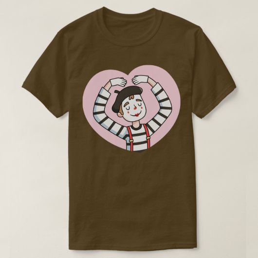 Schattigee mime met liefdesgebaar t-shirt (Design voorkant)