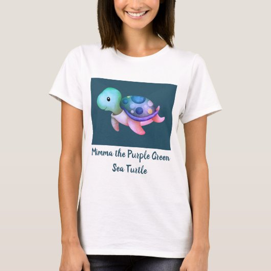 Schattigee Mimma de Waterverf Paarse Groene Zee Sc T-shirt (Voorkant)