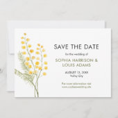 Schattigee Mimosa bloemen bruiloft Save The Date (Voorkant)